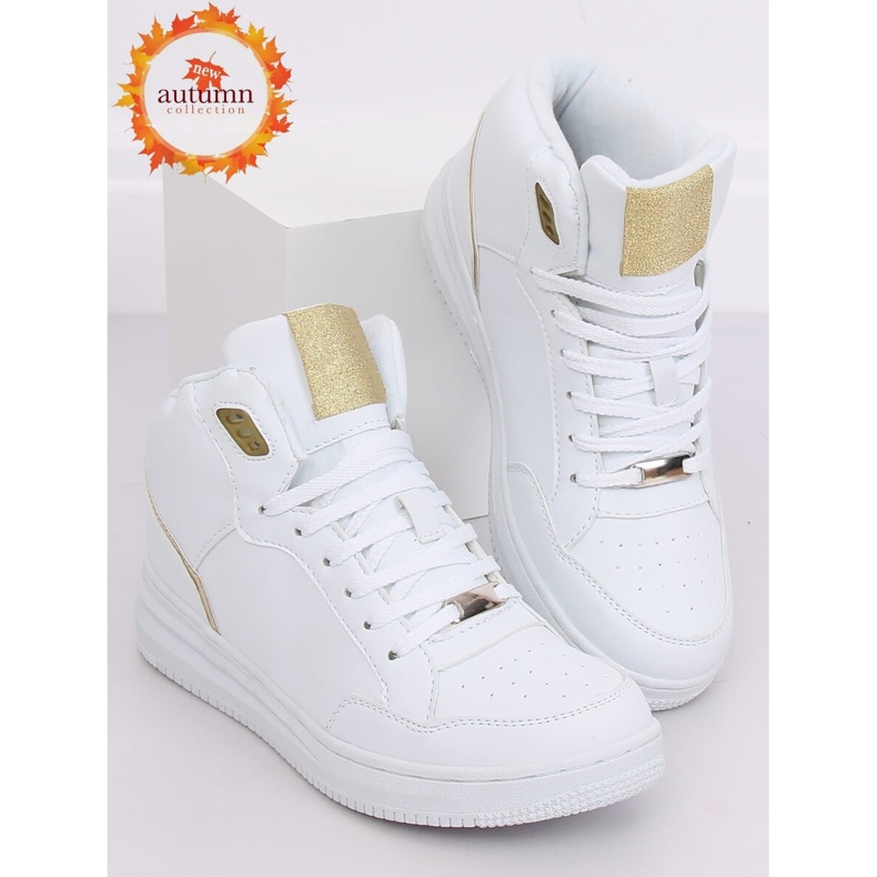 Valkoiset ja kultaiset korkean nilkan urheilukengät 107-18 VALKOINEN / KULTA 1