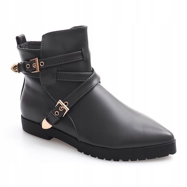 Lämmin tyylikäs saappaat soljella HW13 harmaa 2