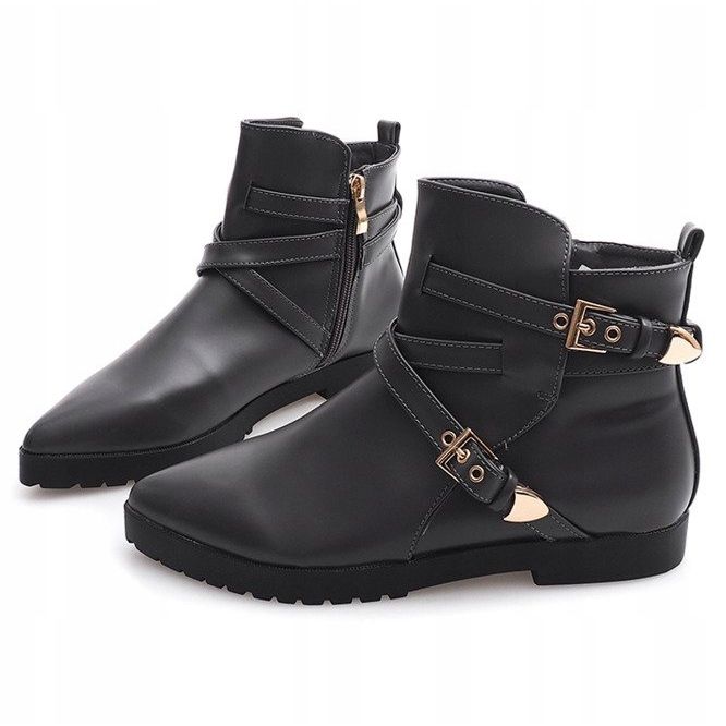 Lämmin tyylikäs saappaat soljella HW13 harmaa 1