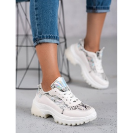 SHELOVET Valkoiset Snake Print Tennarit valkoinen 1