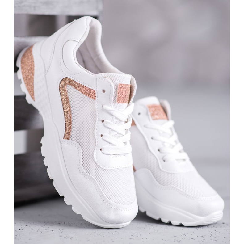 SHELOVET Urheilukengät glitterillä valkoinen 1