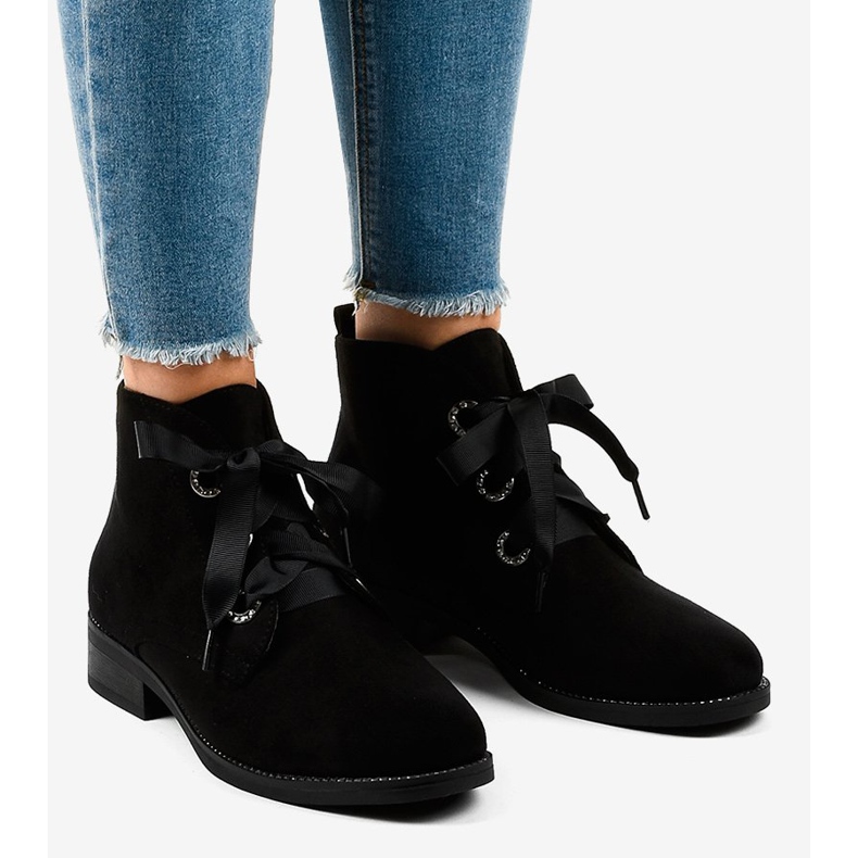 Mustat mokkanahkanauhakengät K123 1