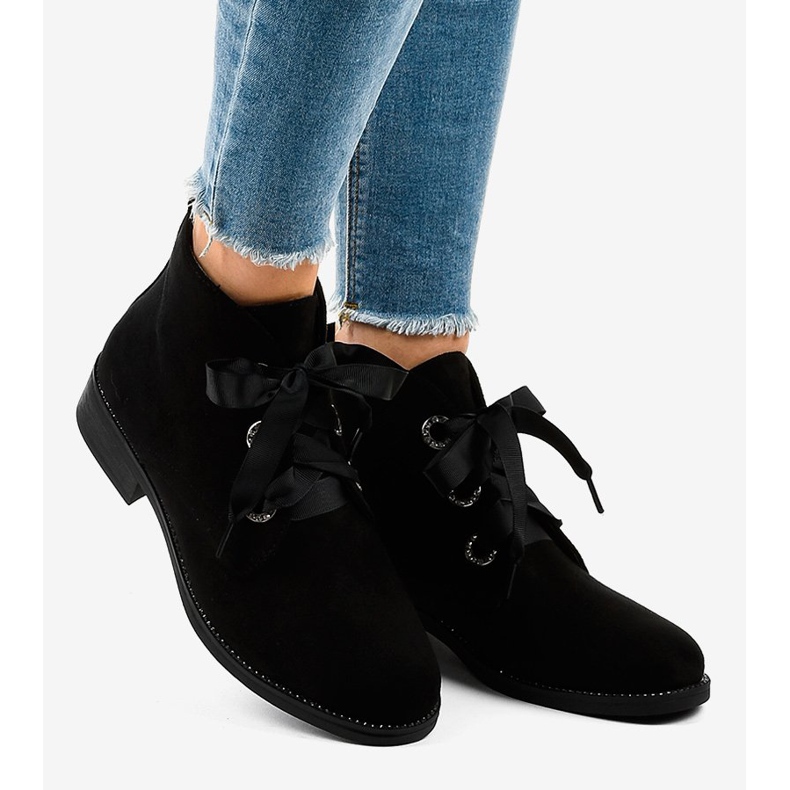 Mustat mokkanahkanauhakengät K123 2