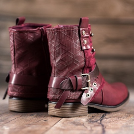 SHELOVET Saappaat tekojalokivillä punainen 2