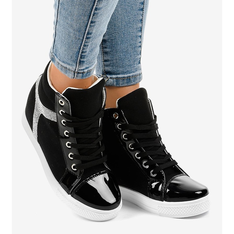 Mustat kiilamaiset lenkkarit paljeteilla AN2959 2