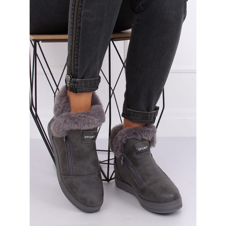 Harmaat nilkkakorkeat lenkkarit turkiksella W19-29 Harmaa 1