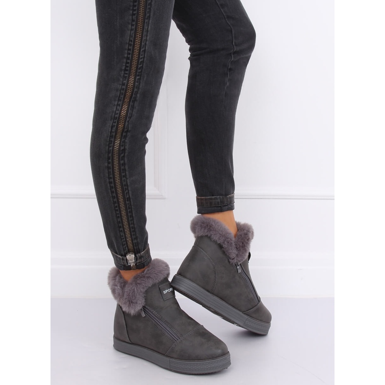 Harmaat nilkkakorkeat lenkkarit turkiksella W19-29 Harmaa 2