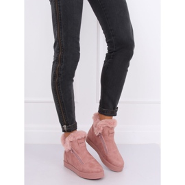 Vaaleanpunaiset nilkkakorkeat lenkkarit turkiksella W19-29 Vaaleanpunainen 1