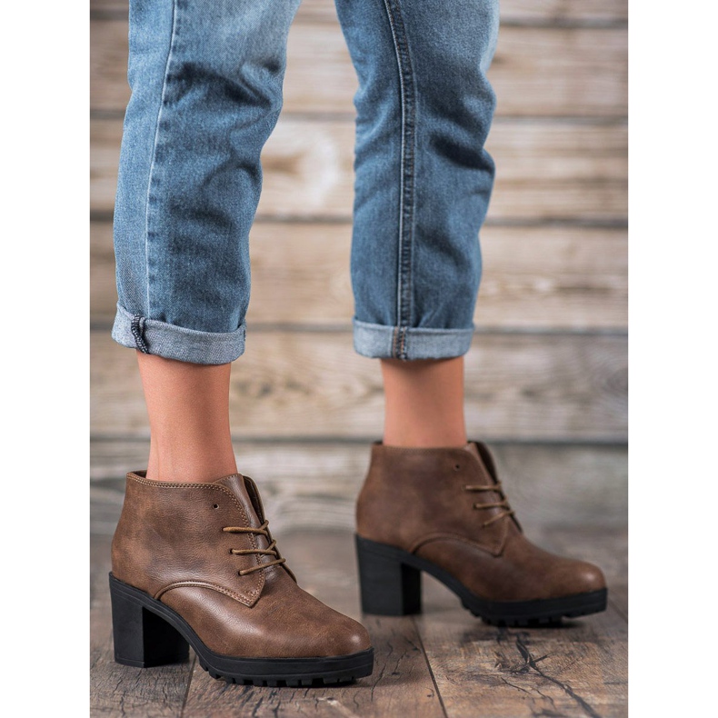 SHELOVET Nauhalliset saappaat alustalla ruskea monivärinen 1