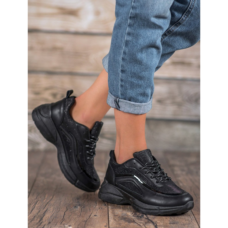 SHELOVET Kiiltävät urheilukengät musta 1