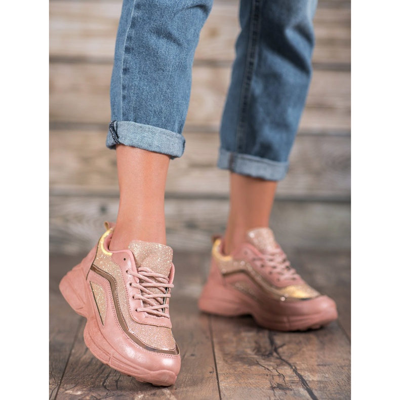 SHELOVET Kiiltävät urheilukengät vaaleanpunainen 2