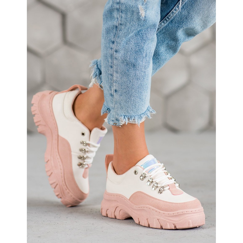 SHELOVET Nauhalliset urheilukengät vaaleanpunainen 1