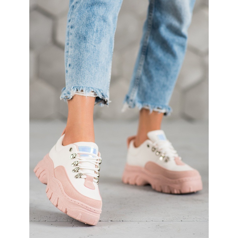 SHELOVET Nauhalliset urheilukengät vaaleanpunainen 2