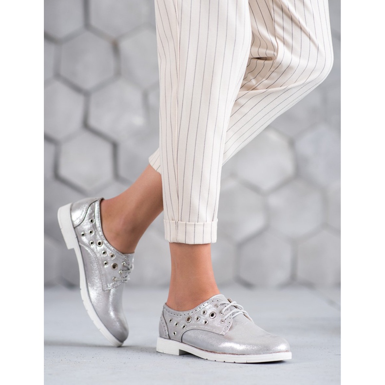 SHELOVET Sidotut kengät Eco -nahkaa harmaa 1