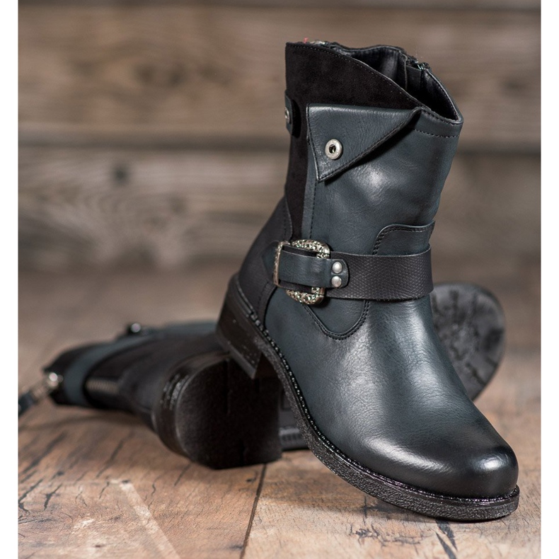 Super Me Saappaat koristeellisella soljella musta monivärinen vihreä 1