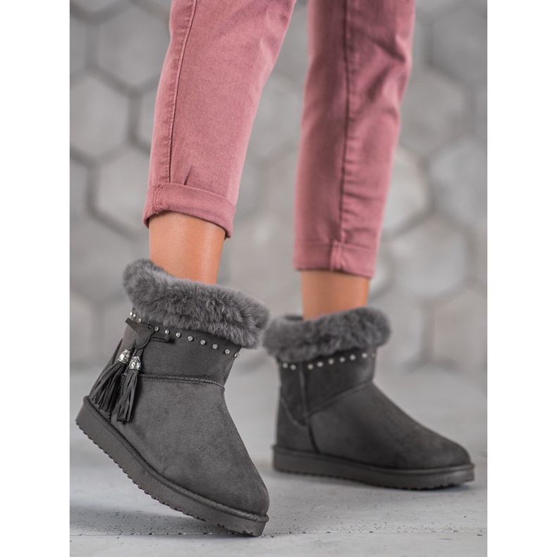 SHELOVET Mukluki kristallien kanssa harmaa 1