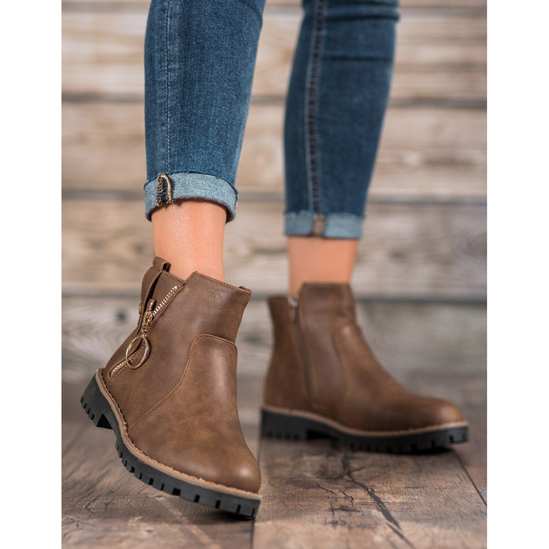 Jumex Saappaat koristeellisella vetoketjulla ruskea 2