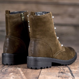 S. BARSKI Korkeat saappaat helmillä vihreä 1