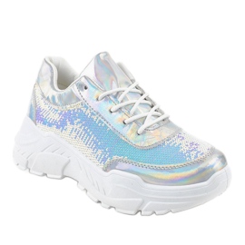 Hopeiset urheilukengät, joissa on paljetteja W-3118 harmaa 1