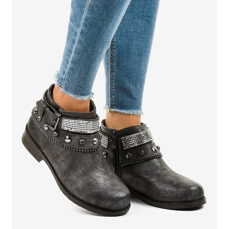 Harmaat saappaat koristeltu LL178 -vetoketjulla 2