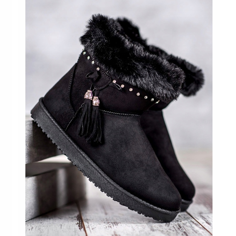 SHELOVET Mukluki kristallien kanssa musta 1