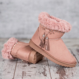 SHELOVET Mukluki kristallien kanssa vaaleanpunainen 2