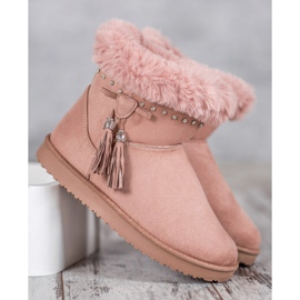 SHELOVET Mukluki kristallien kanssa vaaleanpunainen 1