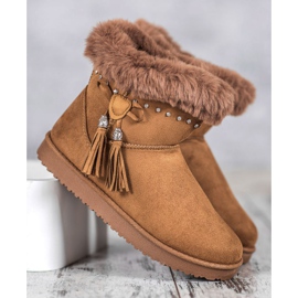 SHELOVET Mukluki kristallien kanssa ruskea 1