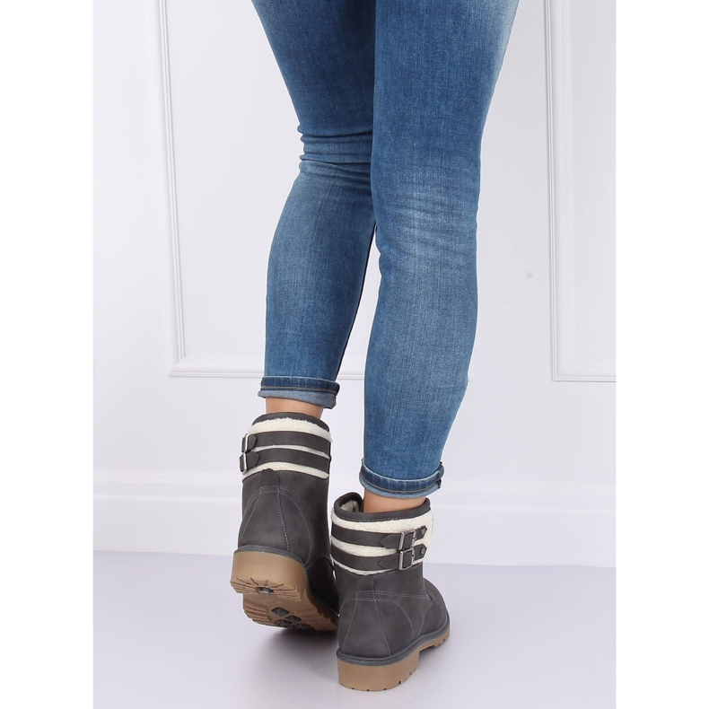 Naisten harmaat eristetyt puukengät 1120-PA Grey 2