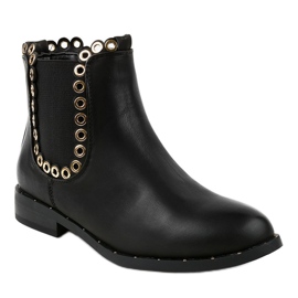 Mustat litteät saappaat, joissa joustava YY102 harmaa 1