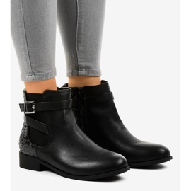 Mustat litteät nilkkurit, joissa kuminauha ja paljetteja C298-1 1