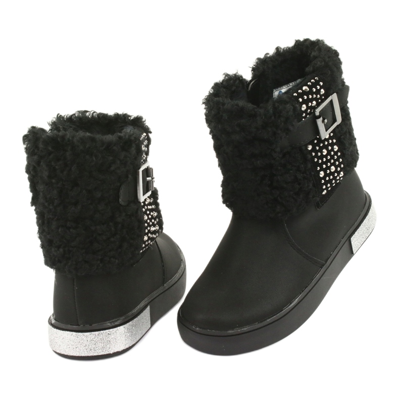 American Club Tyttöjen saappaat turkis GC35: llä mustilla paljeteilla musta 4
