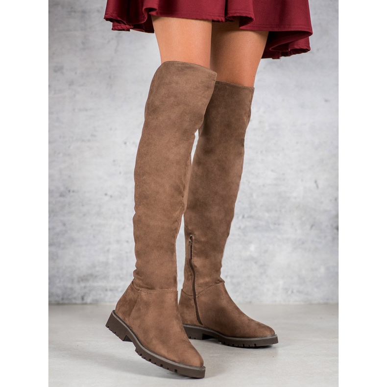 Kylie Litteät kantapää saappaat ruskea 1