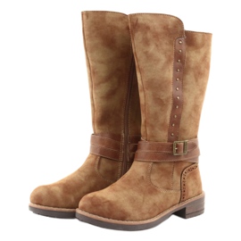 American Club GC31 pitkät saappaat, joissa strassit ruskea 3