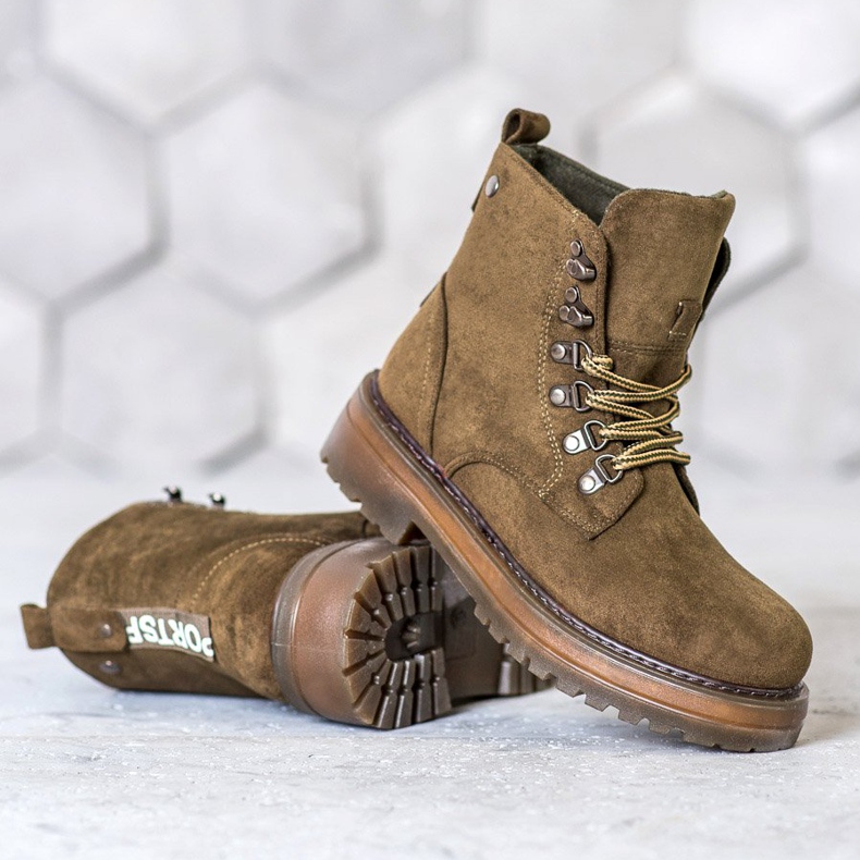 SHELOVET Lace-up Trappers ruskea monivärinen vihreä 1