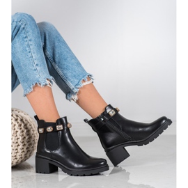 Seastar Saappaat kristalleilla musta keltainen 1