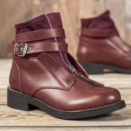 SHELOVET Viininpunaiset saappaat vetoketjulla punainen 2