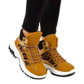 Eristetyt ruskeat naisten lenkkarit F-19208-3 keltainen 1