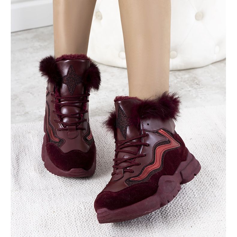 Lämpimät viininpunaiset lenkkarit LS-2062 punainen 1