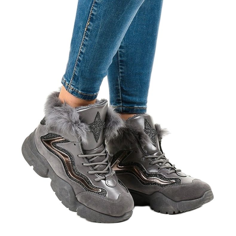 Lämpimät harmaat lenkkarit LS-2062 1