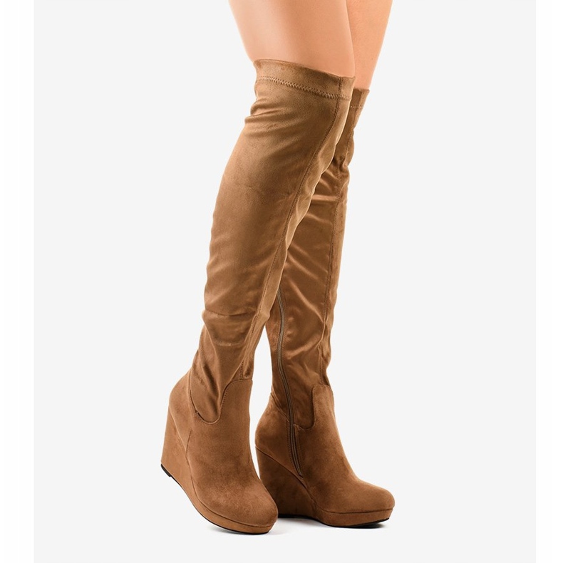 Ruskeat kiilakengät polven yläpuolella 6598-1 2