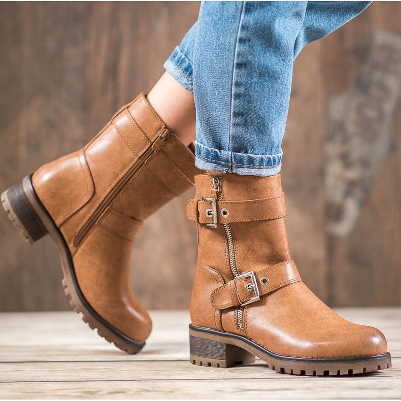 SHELOVET Työntekijät koristeellisella vetoketjulla ruskea 1