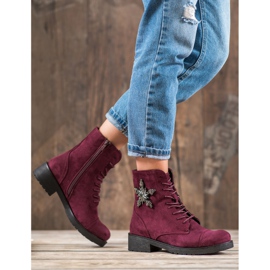 SHELOVET Burgundin mokkanahkaiset saappaat punainen 1