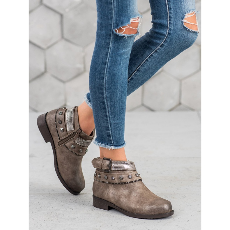 Forever Folie Saappaat tekojalokivillä ruskea 1