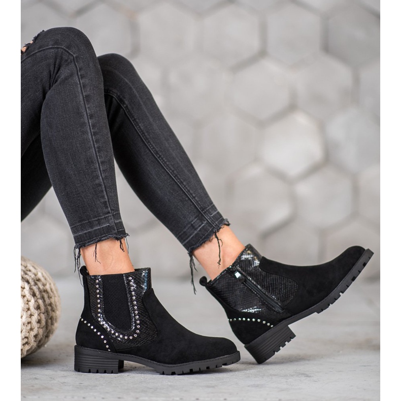 Small Swan Snake Print Chelsea -saappaat musta 2