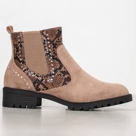 Small Swan Snake Print Chelsea -saappaat beige monivärinen 2