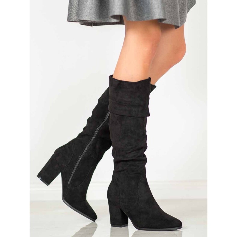 SHELOVET Suede korkokengät musta 1