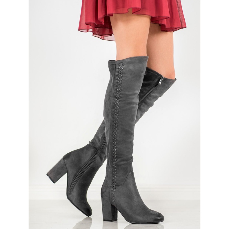 S. BARSKI Kuviolliset mokkanahkakengät harmaa 1