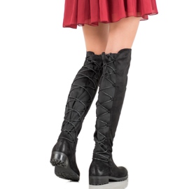 Forever Folie Mokkanahkaiset reisisaappaat, joissa on siteet musta 2