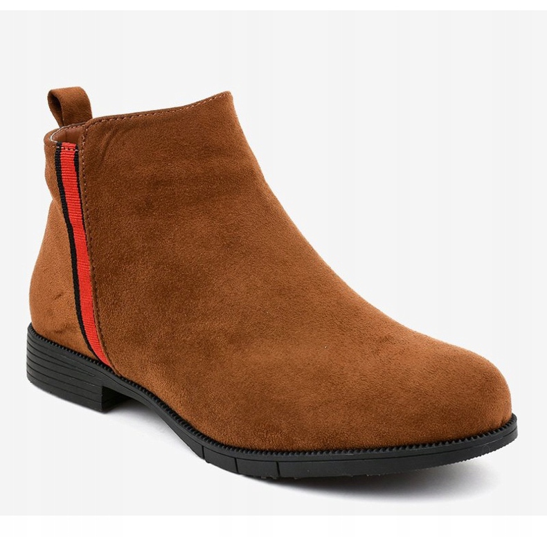 Ruskeat naisten litteät nilkkurit turkiksella C08 1